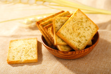 Baked steamed bread slice