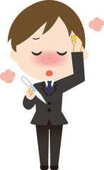 男性　熱　つらい　スーツ