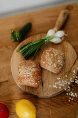 Obraz na płótnie Canvas Freshly baked bread buns