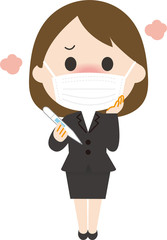 熱　マスク　女性　体温計
