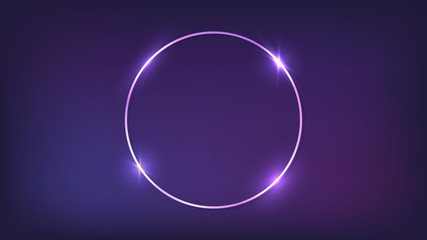 Neon round frame with shining effects