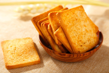 Baked steamed bread slice