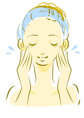 女性　洗顔　ナチュラル