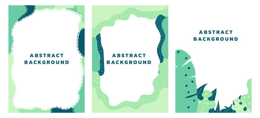 collection abstract hand drawn backgrounds. Social media stories design templates nature. Vertical posters for greeting cards, banners, advertising. Vector illustration