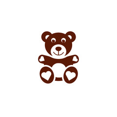 Teddy Bear with hearts icon flat style illustration for web