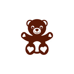 Teddy Bear with hearts icon flat style illustration for web