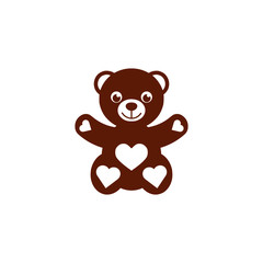 Teddy Bear with hearts icon flat style illustration for web