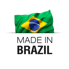 Made in Brazil - Guarantee label with a waving Brazilian flag.