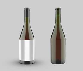 Front view white wine blank bottle isolated on white background.