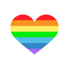 Heart with rainbow ribbons. Colored vector illustration of striped heart isolated on white background. Ideas for holiday designs, greeting cards, holiday prints, designer packaging, icon, logo, etc.
