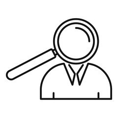 Find right office worker icon. Outline find right office worker vector icon for web design isolated on white background