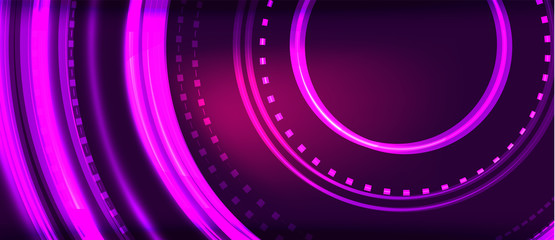 Neon circle technology background. Vector Illustration For Wallpaper, Banner, Background, Card, Book Illustration, landing page