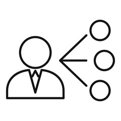 Unemployed man choose job icon. Outline unemployed man choose job vector icon for web design isolated on white background