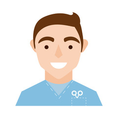 doctor with scissors character flat style icon