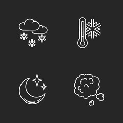 Meteorological forecast chalk white icons set on black background