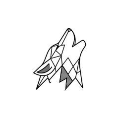 wolf logo vector line art monocrome - obrazy, fototapety, plakaty