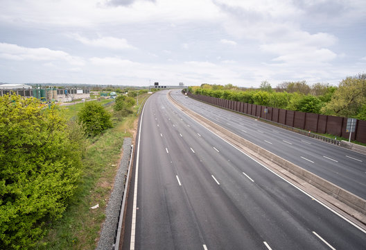 Empty motorway during the UK Corona virus outbreak 2020