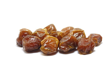 A group of sukkari dates (kurma sukari) isolated on white background, perfect for breakfasting during ramadan