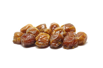 A group of sukkari dates (kurma sukari) isolated on white background, perfect for breakfasting during ramadan