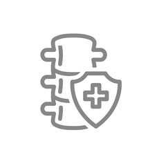 Obraz premium Protected spinal line icon. backbone Backbone treatment, first aid for spine symbol