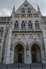 Fototapeta na wymiar The Hungarian Parliament Building - the seat of the Hungarian Parliament on the Danube in Budapest