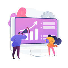 Business development. Market development, business expansion, advertisement, marketing. Infographic and statistics analytics. Corporate manager. Vector isolated concept metaphor illustration