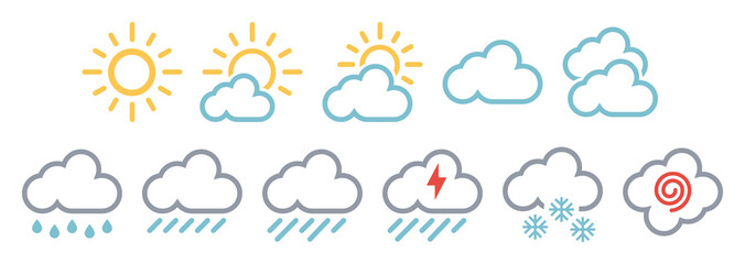 Obraz premium minimal simple weather reports icons
