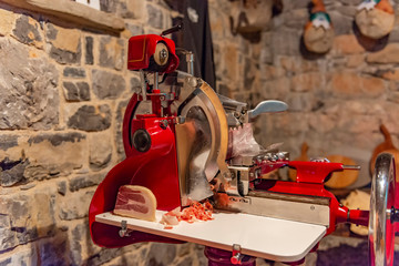 Vintage jamon, prsut or prosciutto slicing machine.