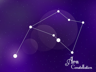 Obraz na płótnie Canvas Ara constellation. Starry night sky. Cluster of stars, galaxy. Deep space. Vector illustration