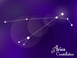 Obraz na płótnie Canvas Aries constellation. Starry night sky. Cluster of stars, galaxy. Deep space. Vector illustration