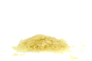 rice grains on white isolated background. asian food and kitchen concept.