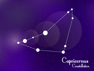Obraz na płótnie Canvas Capricornus constellation. Starry night sky. Cluster of stars, galaxy. Deep space. Vector illustration