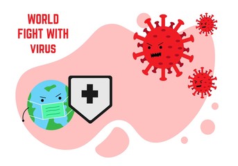poster world fight with corona virus earth shield virus red corona