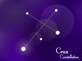 Obraz na płótnie Canvas Crux constellation. Starry night sky. Cluster of stars, galaxy. Deep space. Vector illustration