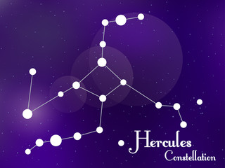 Obraz na płótnie Canvas Hercules constellation. Starry night sky. Cluster of stars, galaxy. Deep space. Vector illustration