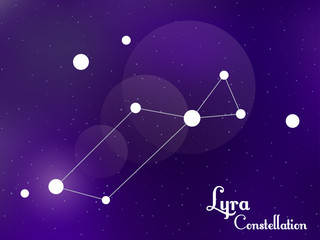 Fototapeta na wymiar Lyra constellation. Starry night sky. Cluster of stars, galaxy. Deep space. Vector illustration