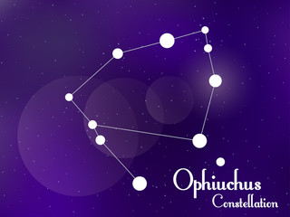 Obraz na płótnie Canvas Ophiuchus constellation. Starry night sky. Cluster of stars, galaxy. Deep space. Vector illustration