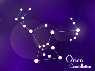 Obraz na płótnie Canvas Orion constellation. Starry night sky. Cluster of stars, galaxy. Deep space. Vector illustration