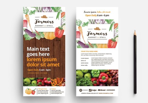 Farmer's Market Flyer Layout with Watercolor Vegetables
