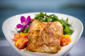 Blackened Snapper over Tomato Salad