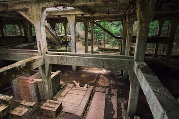 Fototapeta na wymiar postapocalyptic abandoned factory