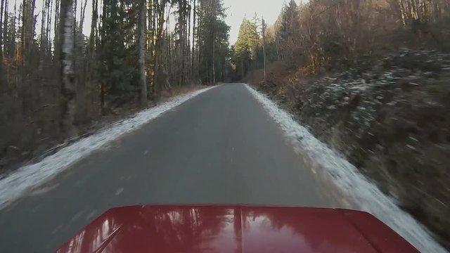 Red Pickup Truck Road Trip Time Lapse Driving Long Drive