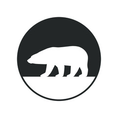 Polar bear graphic icon. Arctic bear sign in the circle isolated on white background. White bear symbol. Vector illustration