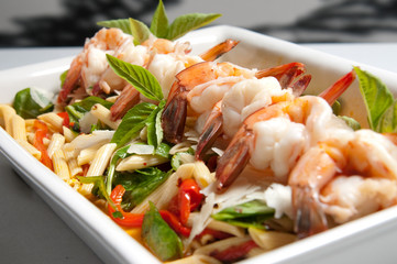 Shrimp with Grilled Veggies and Penne