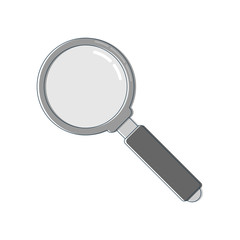 Line art with magnifying glass line. Search icon. Zoom symbol. Magnifying glass symbol. Find icon. Flat isolated illustration white background. Lens, look magnifier, loupe sign. Optical view