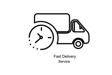 Fast Home Delivery service icon.Express delivery concept. Truck service, order, worldwide, fast and free shipping. Modern design vector illustration.
