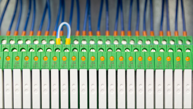 DC control 24 V magnetic relays in control cubicle