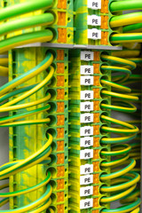 close up control panel assembly with wire and terminal box, ground connectivity.