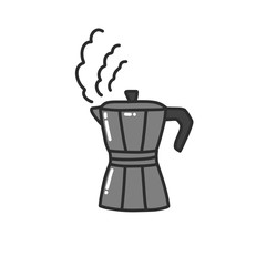 moka pot doodle icon, vector illustration