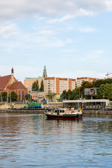 Szczecin (Stettin) cityscape in morning warm sunlight, Poland.